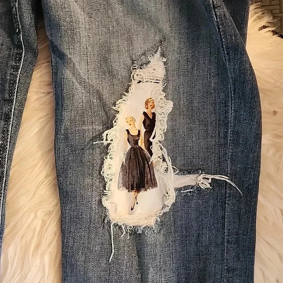 EXPRESS Vintage Patch Ankle Boyfriend Mid Rise - Picture 5 of 9